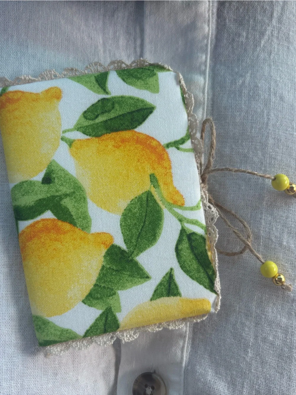 Handmade Lemon Fabric Covered Journals Set of 4